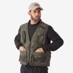 GILET De Pêche 500 Kaki -Caperlan gilet de peche 500 kaki 3