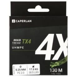 TRESSE PECHE AUX LEURRES TX4 KAKI 130M -Caperlan tresse peche aux leurres tx4 kaki 130m 2