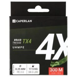 TRESSE PECHE AUX LEURRES TX4 KAKI 300M -Caperlan tresse peche aux leurres tx4 kaki 300m 2