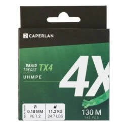 TRESSE PECHE AUX LEURRES TX4 VERT CHART 130M -Caperlan tresse peche aux leurres tx4 vert chart 130m 2